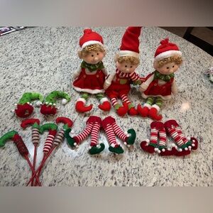 Festive Bundle.  Elf Doll Set with tree or wreath pics, clips.  EUC